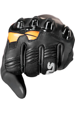 /CURVE GERÇEK DERİ MOTOSİKLET ELDİVENİ TURUNCU(MADE IN GERMANY)