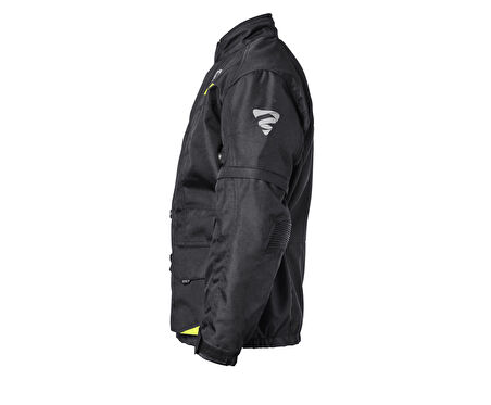 GEAR Korumalı Çocuk Motosiklet Montu Siyah  Neon Sarı - Su ve Rüzgar Geçirmez