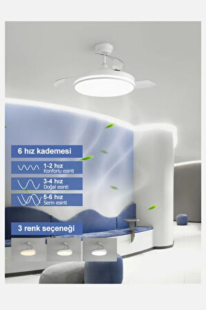 Dlc Espero 25W Bakır Motor Led Beyaz Tavan Vantilatörü 106cm