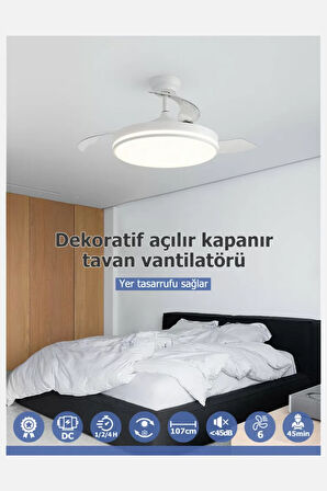Dlc Espero 25W Bakır Motor Led Beyaz Tavan Vantilatörü 106cm
