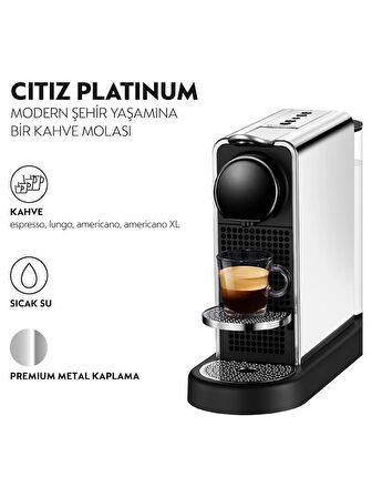 Nespresso C140 Citiz Kahve Makinesi,Platinum Outlet