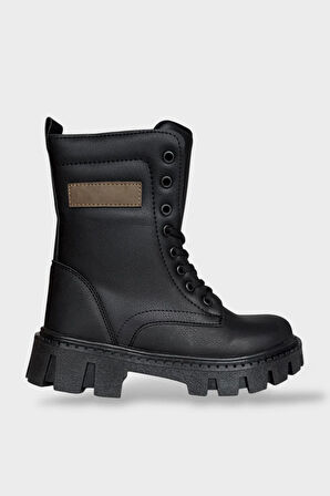 Kışlık Bağcıklı Fermuarlı Uzun Kadın Bot SİYAH