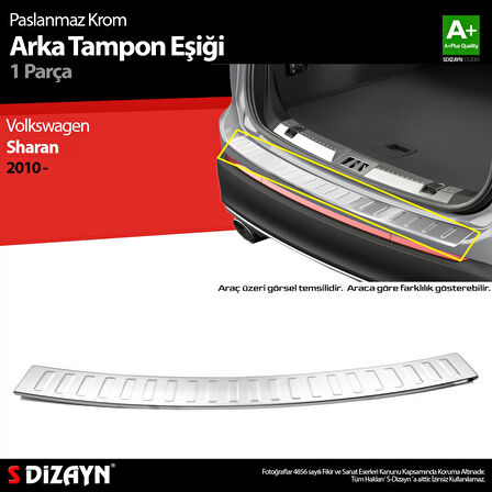 S-Dizayn VW Sharan Krom Arka Tampon Eşiği 2010-2020