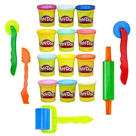 Oyun Hamuru 12 Renk Merdane Kesicili Set Play Doh Oyun Hamuru Seti 12 Renk Merdane Kesici