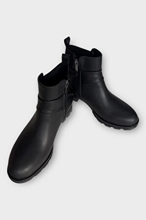 Kadın Fermuarlı Tarz  Klasik Bot SİYAH