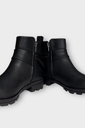 Kadın Fermuarlı Tarz  Klasik Bot SİYAH