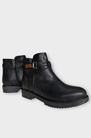 Kadın Tarz Toka Detaylı Günlük Klasik Bot SİYAH