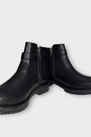 Kadın Tarz Toka Detaylı Günlük Klasik Bot SİYAH - FÜME