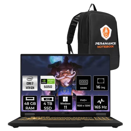 Asus TUF F16 i5 13450HX 48GB 2TB SSD RTX5050/8GB 115W 165Hz 16'' WUXGA W11H Gaming Laptop FX608JH