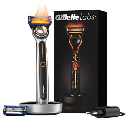 Gillette Isıtmalı Erkekler İçin Tıraş Makinesi, GilletteLabs Başlangıç ​​Tıraş Seti, 1 Sap, 2 Tıraş 