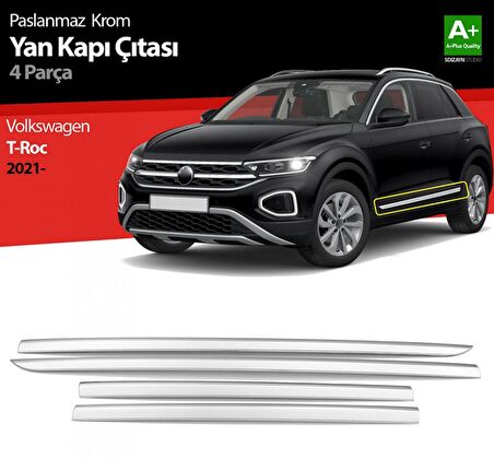 S-Dizayn VW T-Roc Makyajlı Krom Yan Kapı Çıtası 4 Prç. 2021 Üzeri