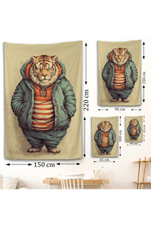 Kaplan Kafalı Şişman İnsan Duvar Örtüsü-7636