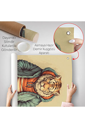 Kaplan Kafalı Şişman İnsan Duvar Örtüsü-7636