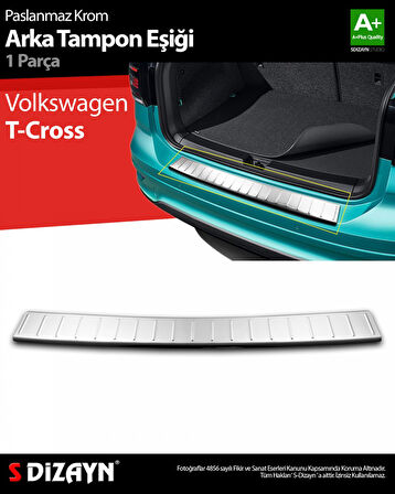 S-Dizayn VW T-Cross Krom Arka Tampon Eşiği 2019-2023