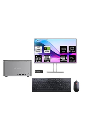 ThinkCentre Neo i9 14900 80GB 512GB SSD RTX4060/8GB 23.8" FHD FDOS Mini Masaüstü Bilgisayar