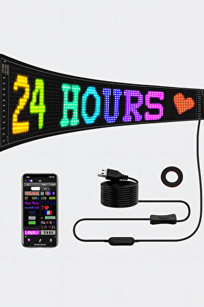 Programlanabilir LED İşaretler | İç Mekan için Mesaj Kaydırma LED Ekran | Esnek LED Reklam İşareti | Bluetooth APP | Özel Editör Animasyonları 60CM
