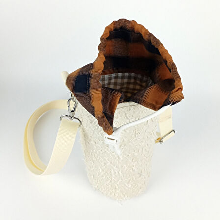 Woodycord El Yapımı Kırpık Dokulu Büzgülü Matara ve Termos Kılıfı