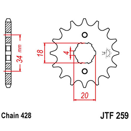 JT Motosiklet Çelik Ön Dişli JTF259.16