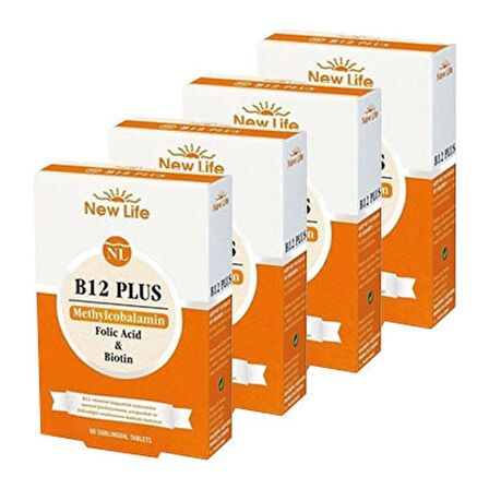 New Life B12 Plus Methylcobalamin 60 Dilaltı Tablet 4'lü Paket