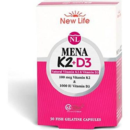 New Life Mena K2+D3 Takviye Edici Gıda 30 Kapsül