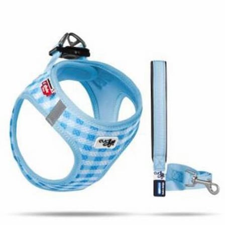 Vest Air-Mesh Köpek Göğüs Tasması Açık Mavi Ekose 3XS
