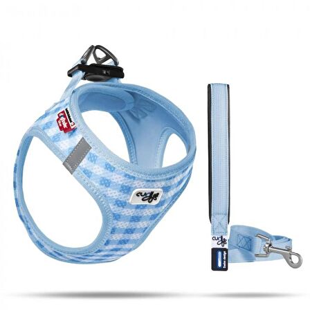 Vest Göğüs tasması Air-Mesh Açık Mavi-Ekose 2XS