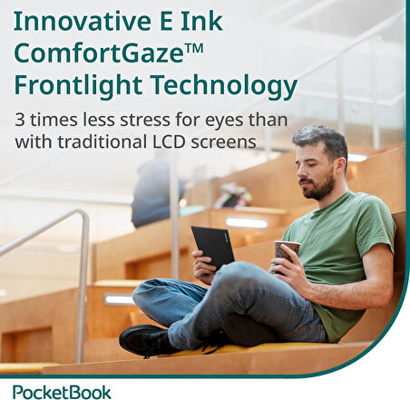 PocketBook InkPad Color 3 E-Kitap Okuyucu | 7.8'' Renkli E-Ink | Ayarlanabilir Akıllı Işık | Sesli Kitaplar ve Metinden Sese | Dahili Hoparlör | Stormy Sea