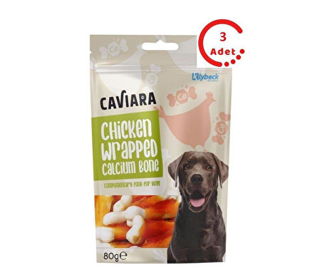 Caviara Tavuk Etli Kalsiyum Kemik Köpek Ödülü 80 Gr x 3 Adet