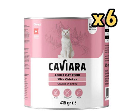 Caviara Sos İçinde Et Parçacıklı Tavuklu Yetişkin Kedi Konservesi 415 Gr x 6 Adet