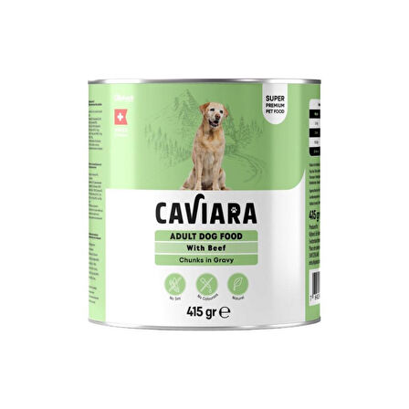Caviara Sos İçinde Et Parçacıklı Dana Etli Yetişkin Köpek Konservesi 415 Gr