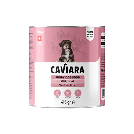 Caviara Sos İçinde Et Parçacıklı Kuzu Etli Yavru Köpek Konservesi 415 Gr