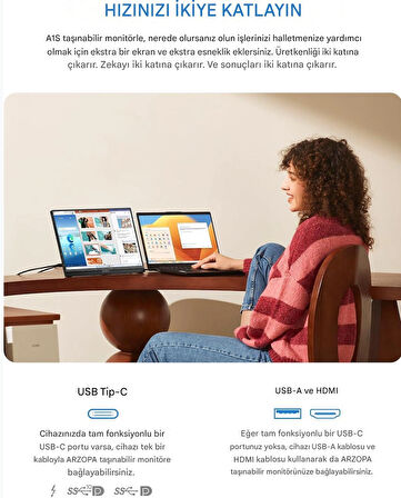  Arzopa A1S 14" Full HD 60Hz IPS Ultra İnce Taşınabilir Monitör