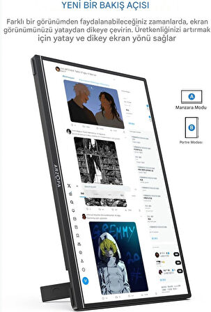 Arzopa Z1RC 16" 2.5K 60Hz IPS Parlak QHD Ekran Taşınabilir Monitör