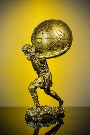 Yunan Tanrısı Atlas Büyük Boy Gold Heykel