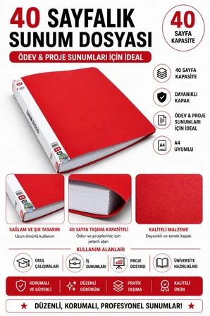 a4 boy için  noki Sunum Dosyası 40 Sayfa (hazır Poşetli Dosya) 1 Adet