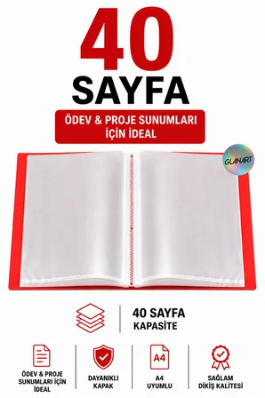 a4 boy için  noki Sunum Dosyası 40 Sayfa (hazır Poşetli Dosya) 1 Adet