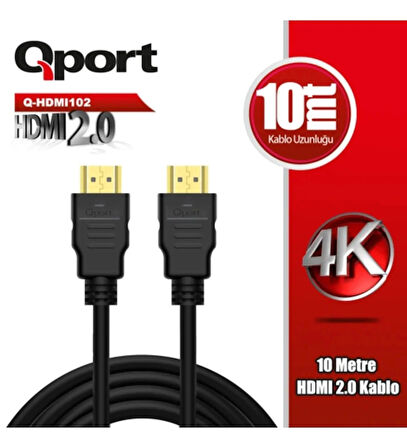 Qport Q-hdmı102  10m Hdmı Altın Uçlu 2.0v 4k Kablo