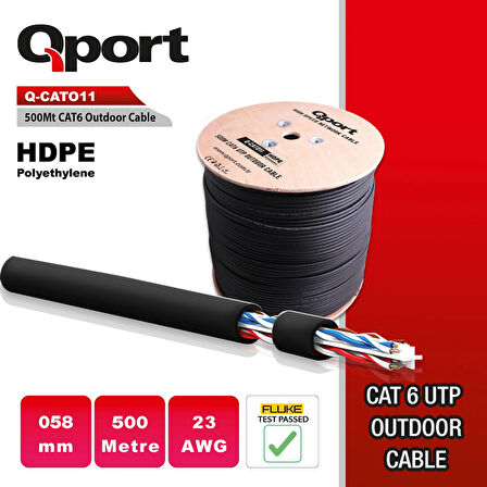 Qport Q-cato11 500m Cat6 Dış Ortam Siyah 23awg,058