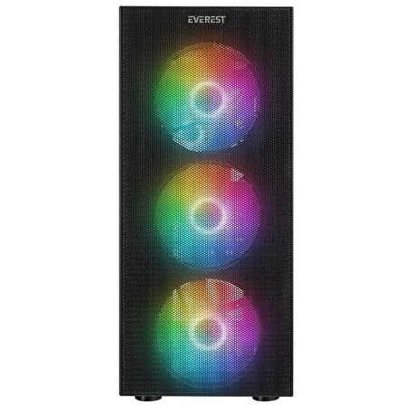 Everest Faced V5 Mesh 600w Rgb Siyah Gaming Kasa