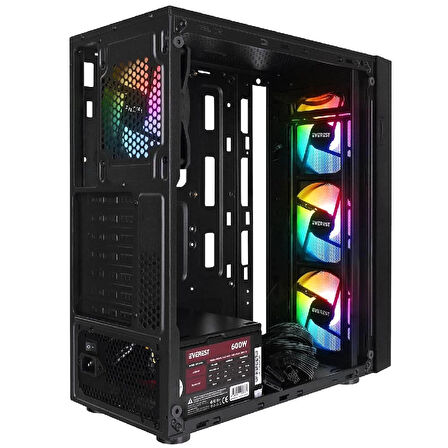 Everest Faced V5 Mesh 600w Rgb Siyah Gaming Kasa