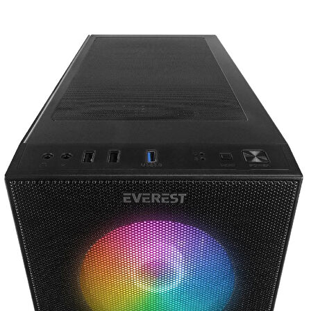 Everest Faced V5 Mesh 600w Rgb Siyah Gaming Kasa