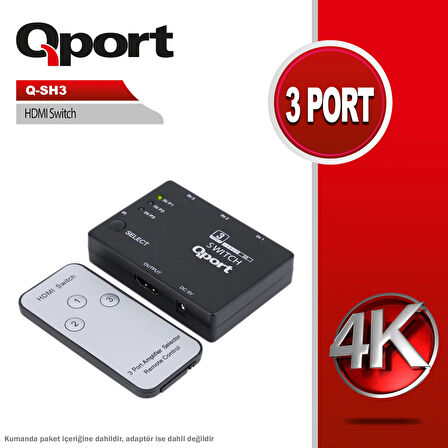 Qport Q-sh3 3 Portlu Hdmı Switch