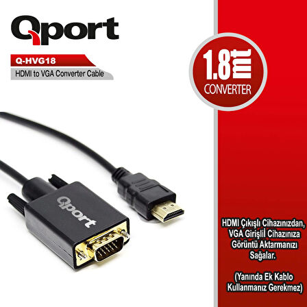 Qport Q-hvg18  1,8m Hdmı=>vga(e )çevirici Kablo