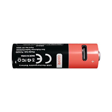Asonıc Pl1400, Aa, Şarjlı Pil, 1.5volt, 1400mah/2600mwh, Type-c İle Kolay Şarj,  2 Li Paket (usb To Type-c Kablo Hediye)