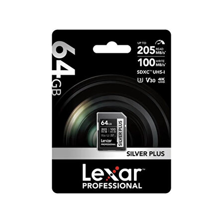 64gb Lexar Lsdsıpl064g-bnnng Professıonal Sılver Plus Sdxc Uhs-ı Cards Up To 205mb/s Read 100mb/s Wr