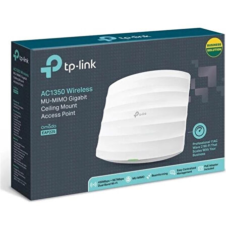 Tp-lınk Omada Eap225 Ac1350 Dual Band Wıfı 1xgbıt Rj45 450mbps/2.4ghz Tavan Tipi Access Poınt (poe Adaptörü Dahil)
