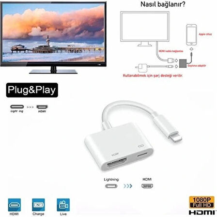 Daytona  L8-hı İphone Lightning=>hdmı 4k 1080p