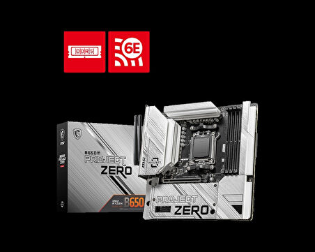 Msı B650m Project Zero Am5 Ddr5 7600mhz(oc) Hdmı Dp M.2 Usb3.2 2.5g Lan Wı-fı 6e Matx