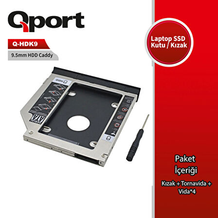 Qport Q-hdk9 2.5" Hdd/ssd Uyumlu Cevırıcı 9.5" Optık Sata Kızak