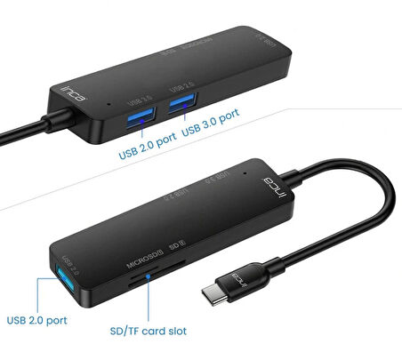 Inca Itpc-5t 5'li Tip-c Hub=>usb 3.0+ 2 Usb 2.0+sd